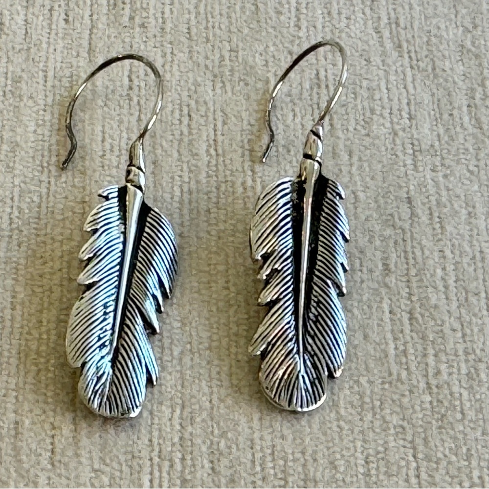 Vintage sterling silver feather earrings